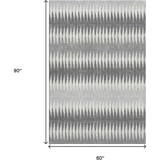 Gray And Silver Striped Washable Area Rug With UV Protection Photo 9