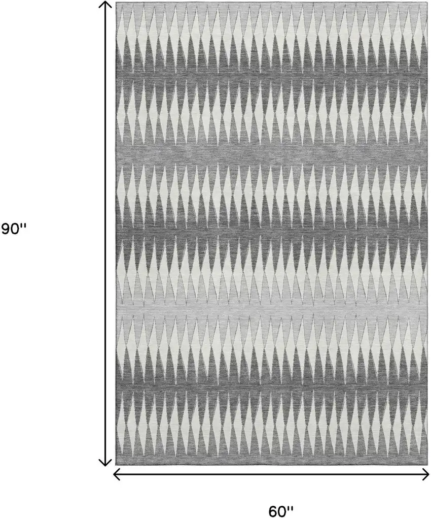 Gray And Silver Striped Washable Area Rug With UV Protection Photo 9