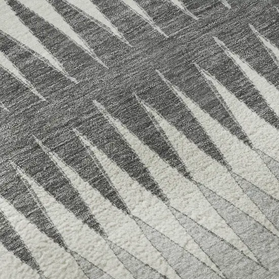 Gray And Silver Striped Washable Area Rug With UV Protection Photo 8