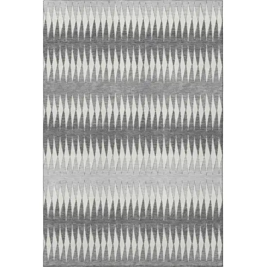 Gray And Silver Striped Washable Area Rug With UV Protection Photo 3