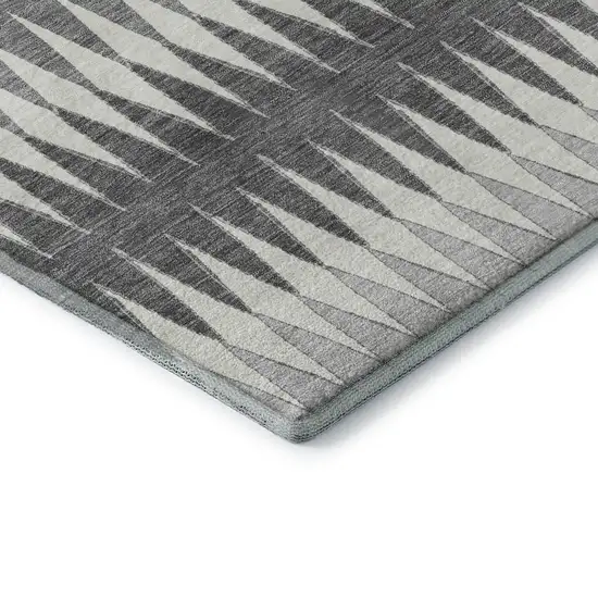 Gray And Silver Striped Washable Area Rug With UV Protection Photo 7