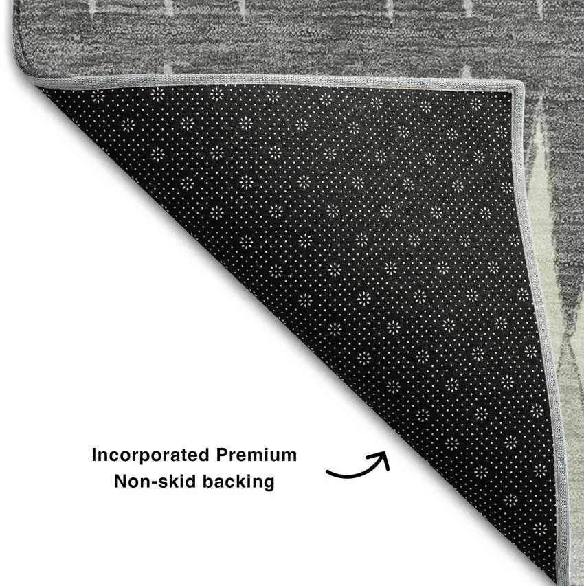 Gray And Silver Striped Washable Area Rug With UV Protection Photo 6