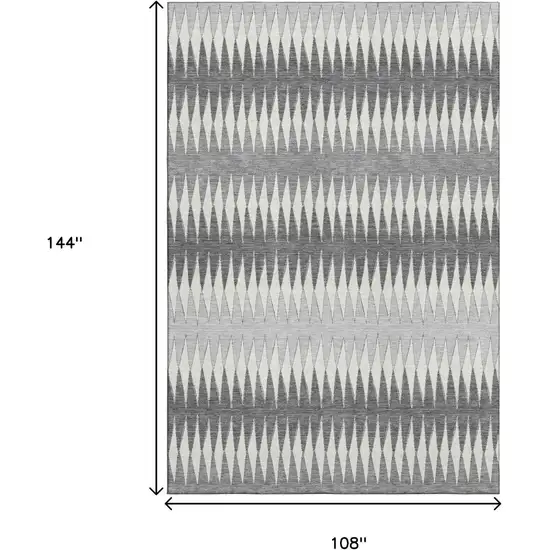 Gray And Silver Striped Washable Area Rug With UV Protection Photo 9
