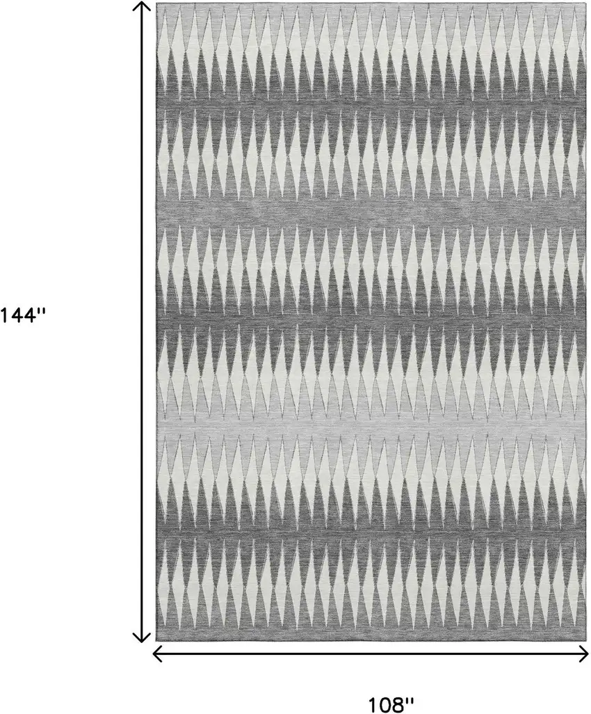 Gray And Silver Striped Washable Area Rug With UV Protection Photo 9