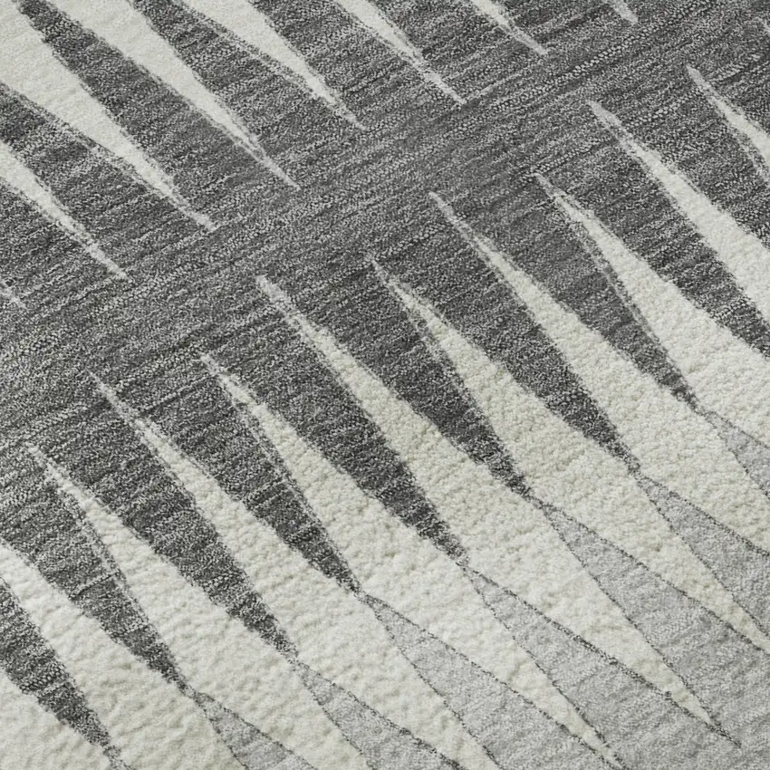 Gray And Silver Striped Washable Area Rug With UV Protection Photo 8