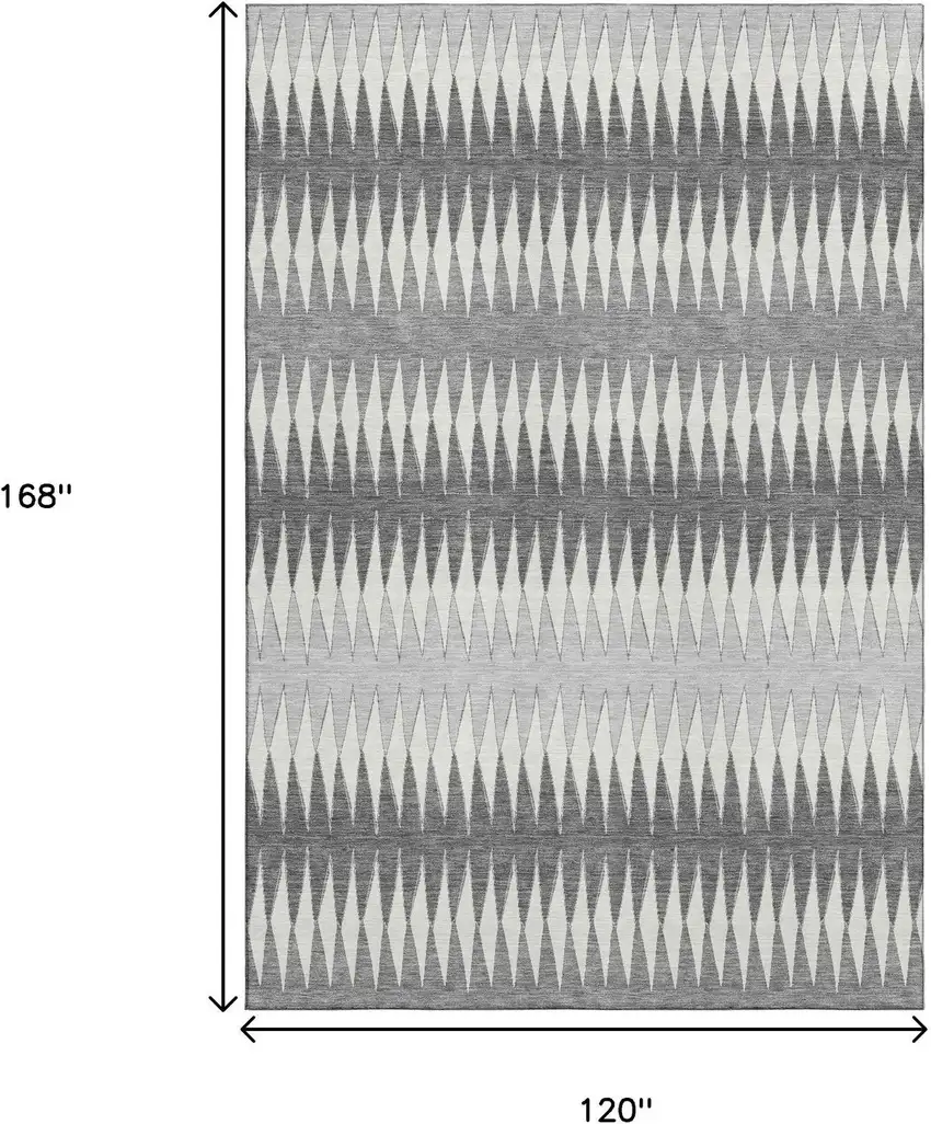 Gray And Silver Striped Washable Area Rug With UV Protection Photo 9