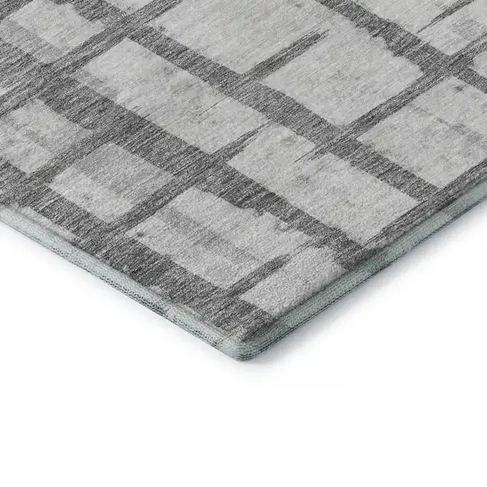 Gray And Silver Striped Washable Area Rug With UV Protection Photo 8