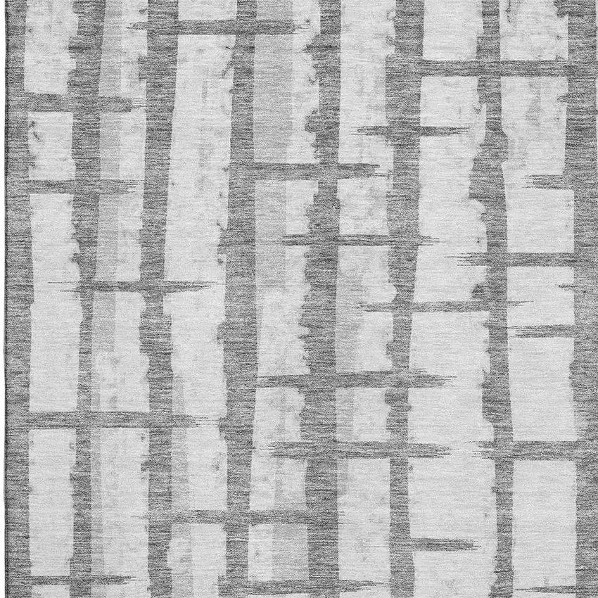 Gray And Silver Striped Washable Area Rug With UV Protection Photo 3