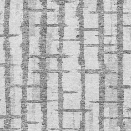 Gray And Silver Striped Washable Area Rug With UV Protection Photo 3