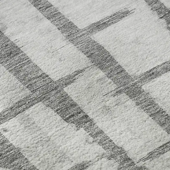 Gray And Silver Striped Washable Area Rug With UV Protection Photo 9