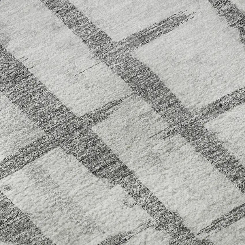 Gray And Silver Striped Washable Area Rug With UV Protection Photo 9