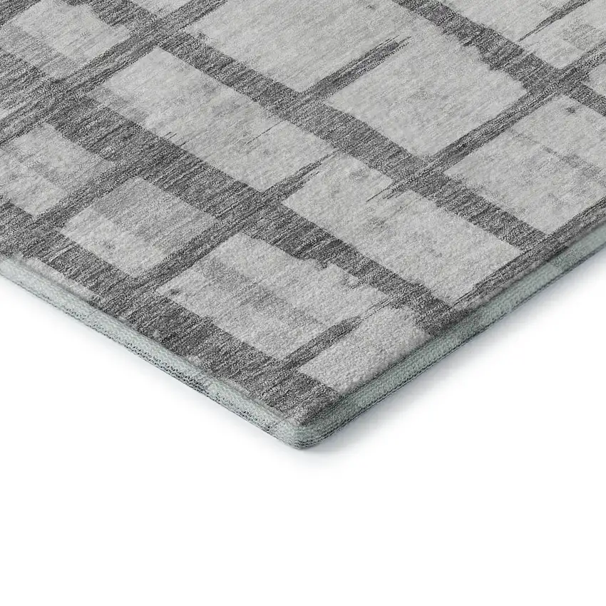 Gray And Silver Striped Washable Area Rug With UV Protection Photo 7