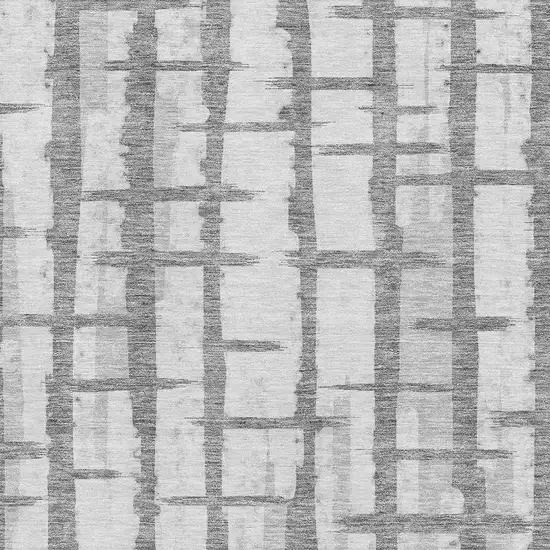 Gray And Silver Striped Washable Area Rug With UV Protection Photo 3