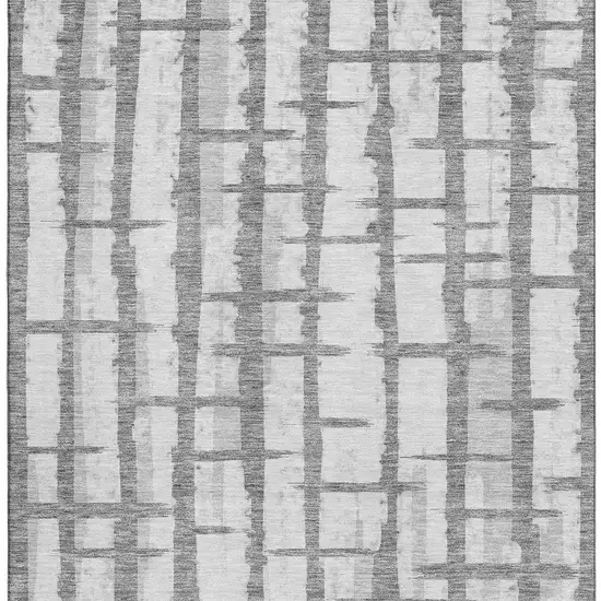 Gray And Silver Striped Washable Area Rug With UV Protection Photo 3