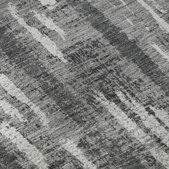Gray And Silver Striped Washable Area Rug With UV Protection Photo 7