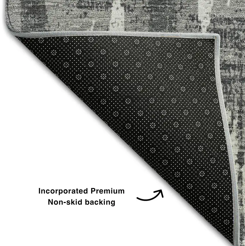 Gray And Silver Striped Washable Area Rug With UV Protection Photo 4