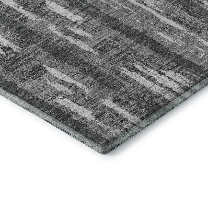 Gray And Silver Striped Washable Area Rug With UV Protection Photo 5