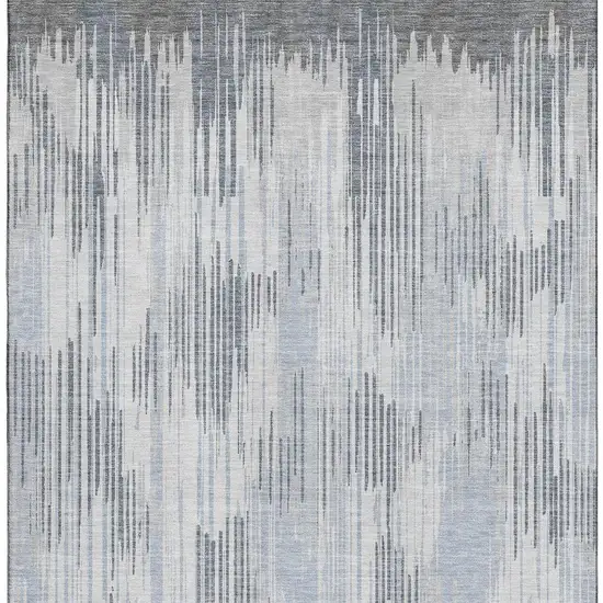 Gray And Silver Striped Washable Area Rug With UV Protection Photo 5