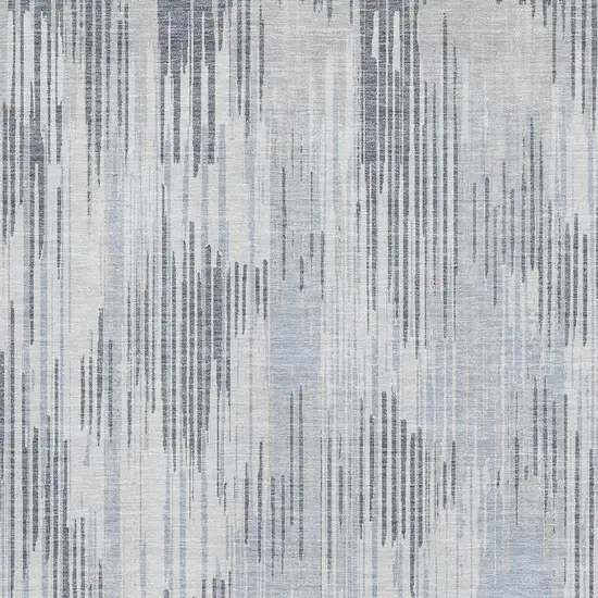 Gray And Silver Striped Washable Area Rug With UV Protection Photo 4