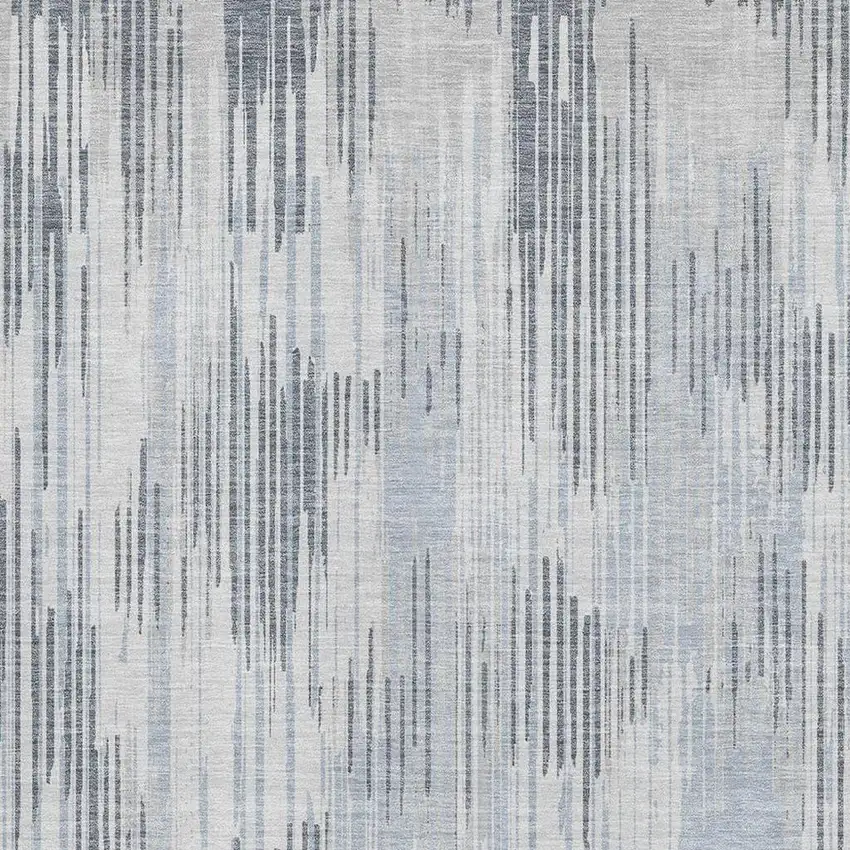 Gray And Silver Striped Washable Area Rug With UV Protection Photo 4
