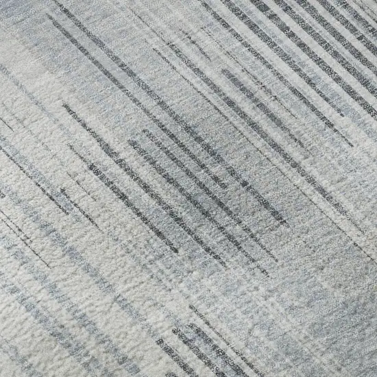 Gray And Silver Striped Washable Area Rug With UV Protection Photo 7