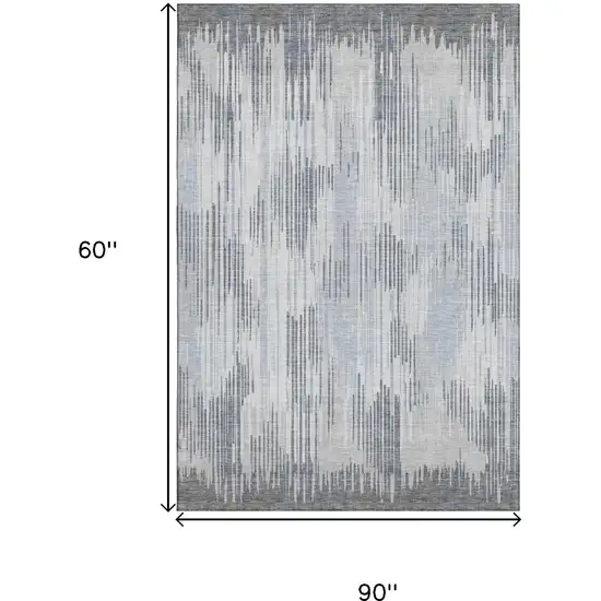 Gray And Silver Striped Washable Area Rug With UV Protection Photo 9