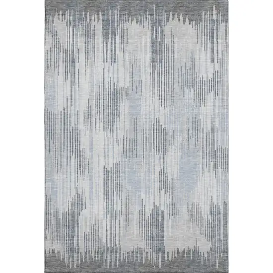 Gray And Silver Striped Washable Area Rug With UV Protection Photo 3