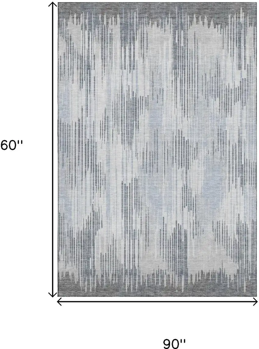 Gray And Silver Striped Washable Area Rug With UV Protection Photo 9
