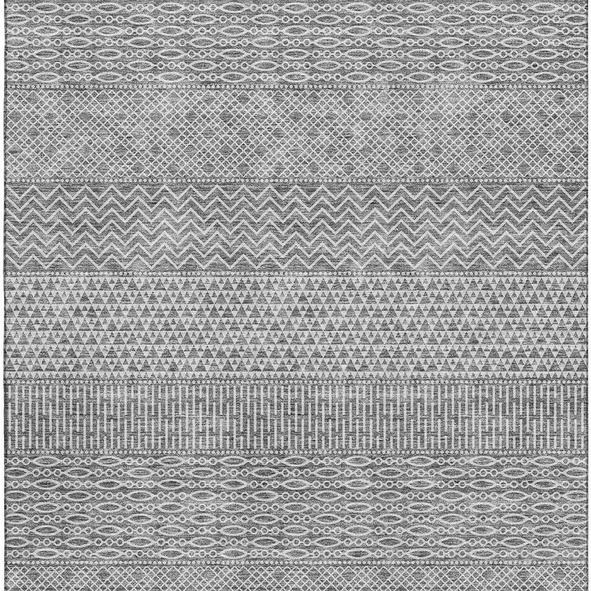 Gray And Silver Striped Washable Area Rug With UV Protection Photo 3