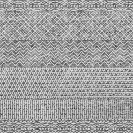 Gray And Silver Striped Washable Area Rug With UV Protection Photo 2