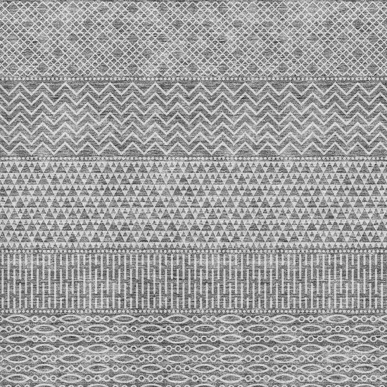 Gray And Silver Striped Washable Area Rug With UV Protection Photo 2