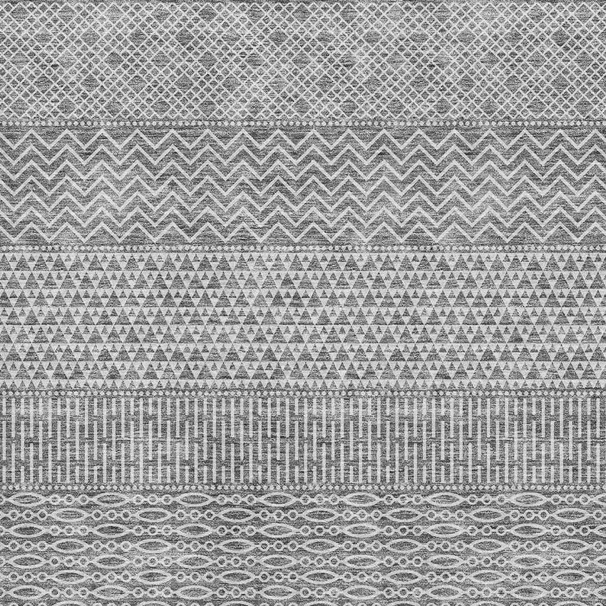 Gray And Silver Striped Washable Area Rug With UV Protection Photo 2