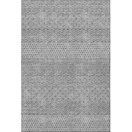 Gray And Silver Striped Washable Area Rug With UV Protection Photo 3