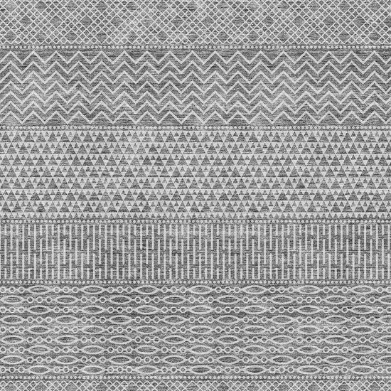 Gray And Silver Striped Washable Area Rug With UV Protection Photo 2