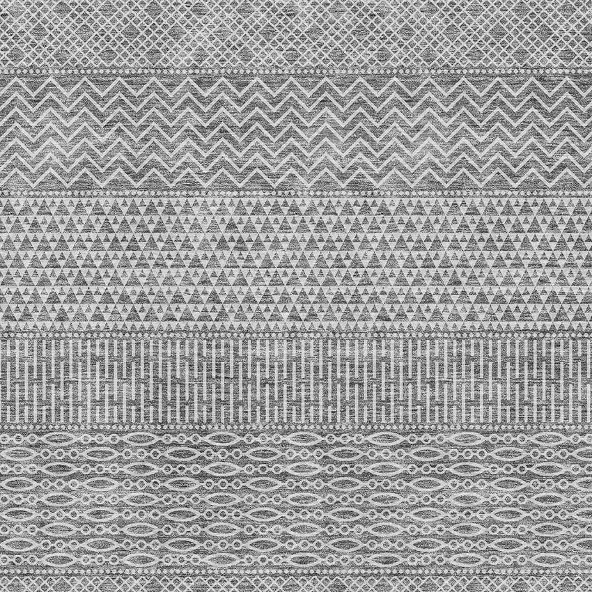 Gray And Silver Striped Washable Area Rug With UV Protection Photo 2