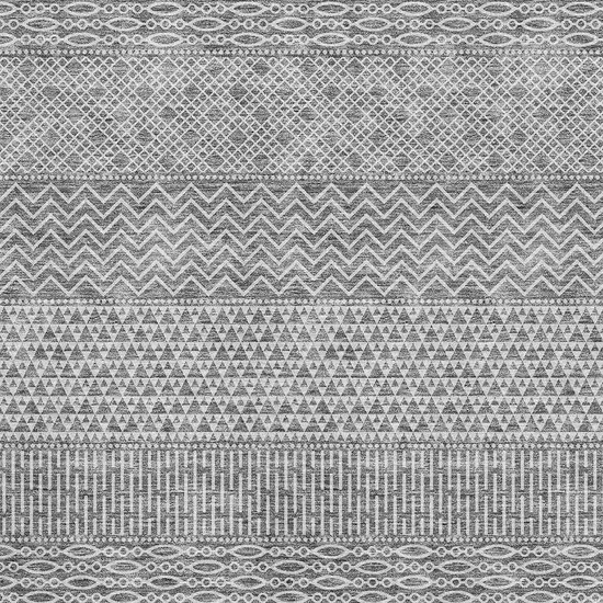 Gray And Silver Striped Washable Area Rug With UV Protection Photo 2