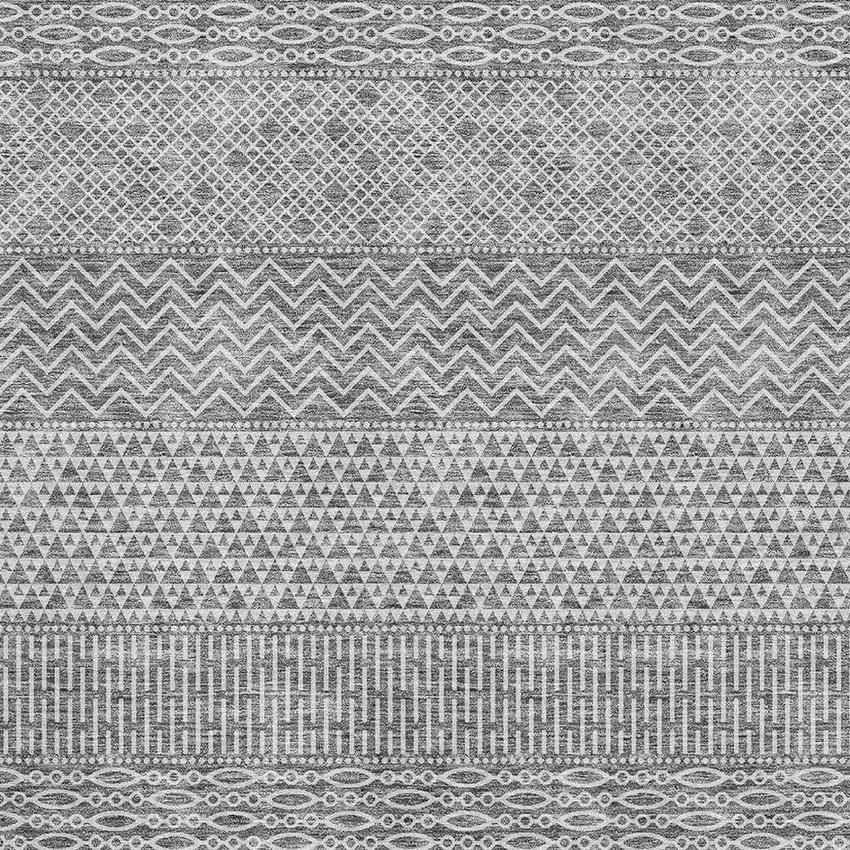 Gray And Silver Striped Washable Area Rug With UV Protection Photo 2