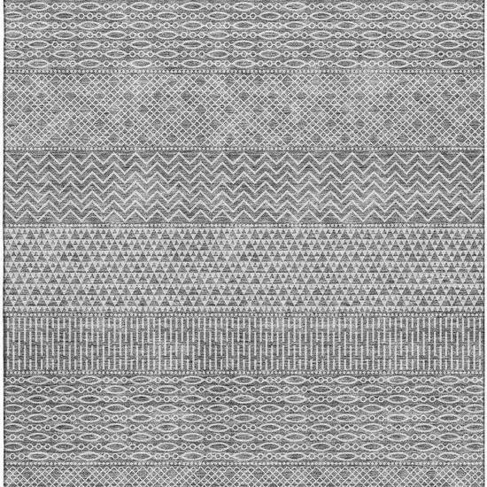 Gray And Silver Striped Washable Area Rug With UV Protection Photo 3