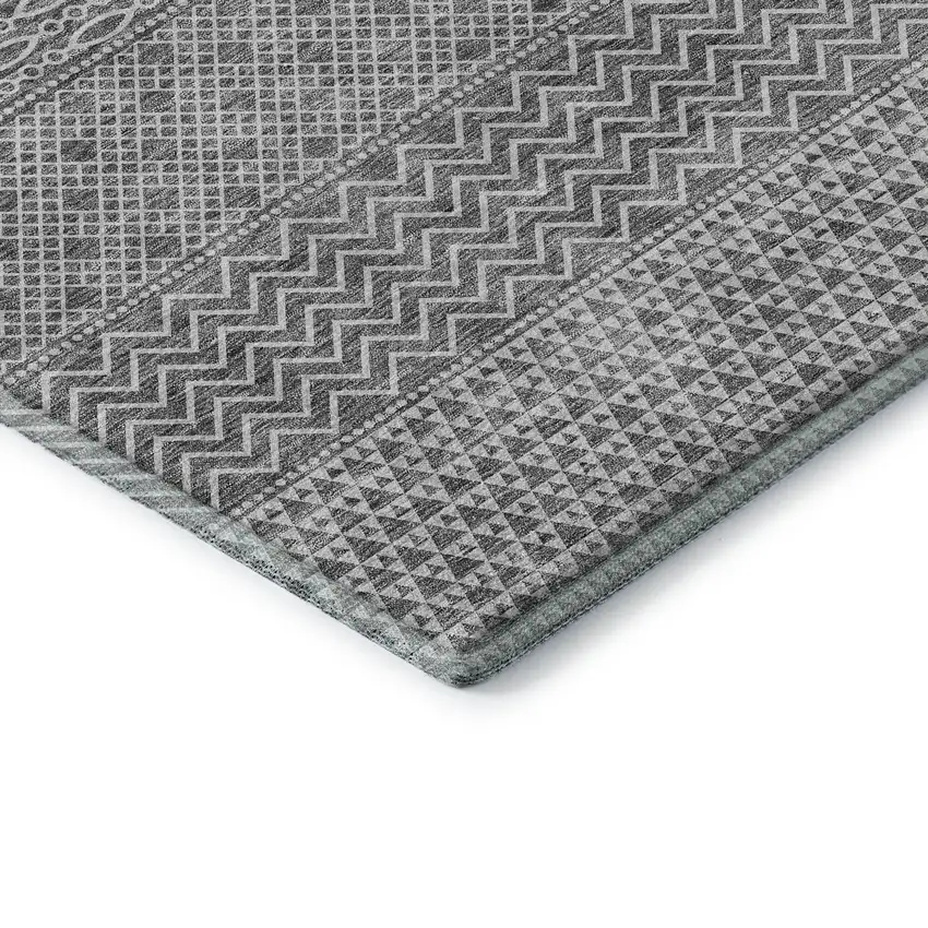 Gray And Silver Striped Washable Area Rug With UV Protection Photo 7