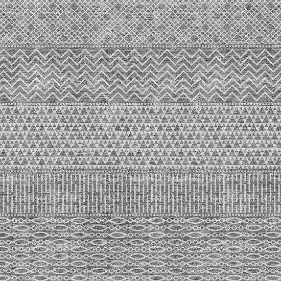 Gray And Silver Striped Washable Area Rug With UV Protection Photo 2