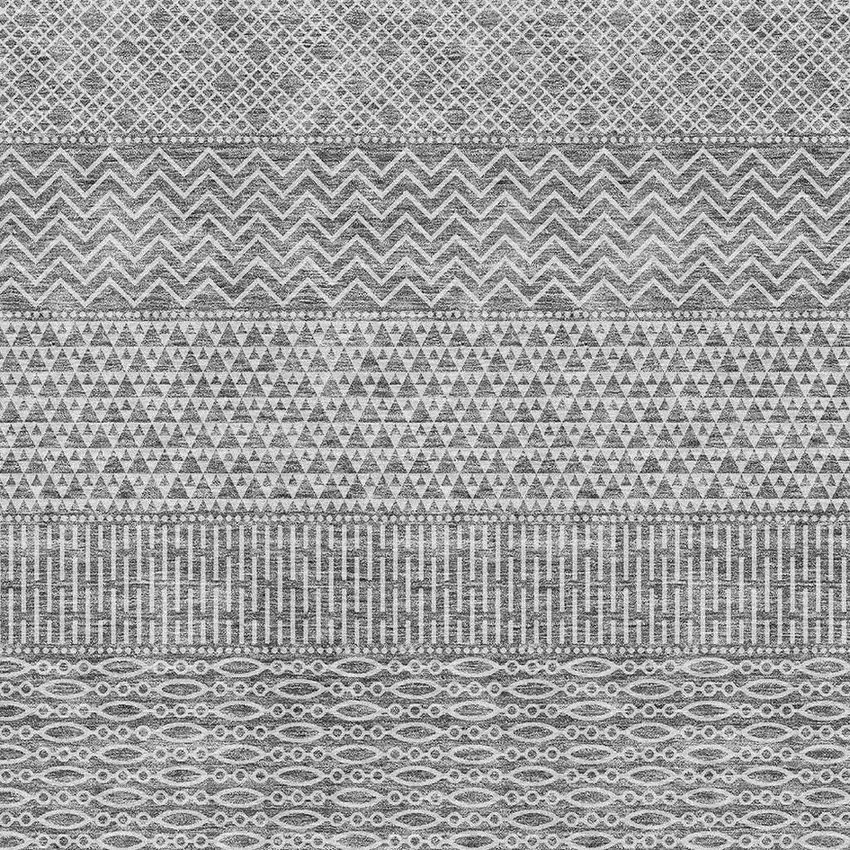 Gray And Silver Striped Washable Area Rug With UV Protection Photo 2