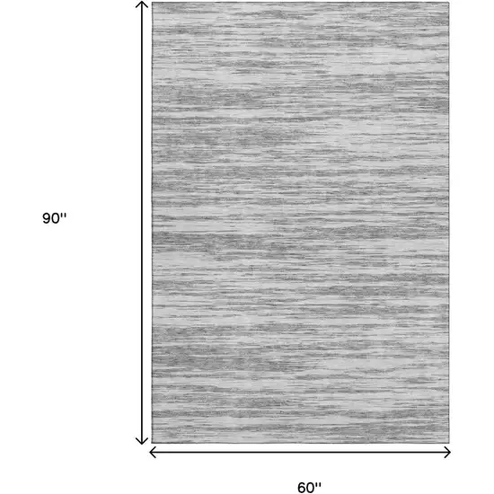 Gray And Silver Striped Washable Area Rug With UV Protection Photo 9