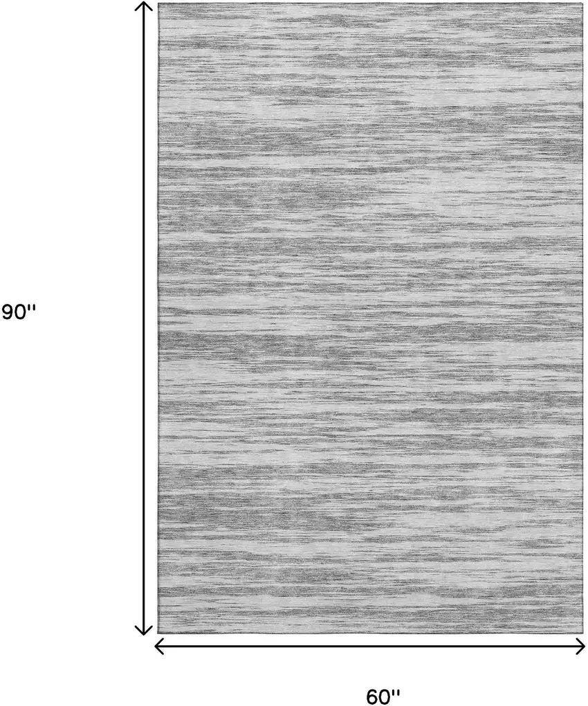 Gray And Silver Striped Washable Area Rug With UV Protection Photo 9