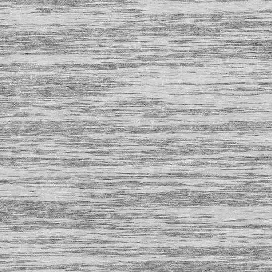 Gray And Silver Striped Washable Area Rug With UV Protection Photo 2