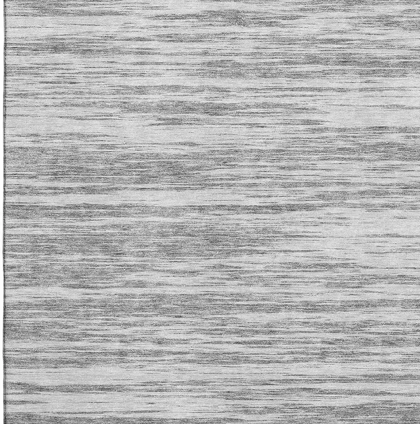 Gray And Silver Striped Washable Area Rug With UV Protection Photo 2