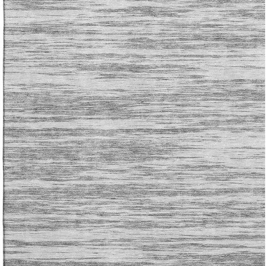 Gray And Silver Striped Washable Area Rug With UV Protection Photo 2