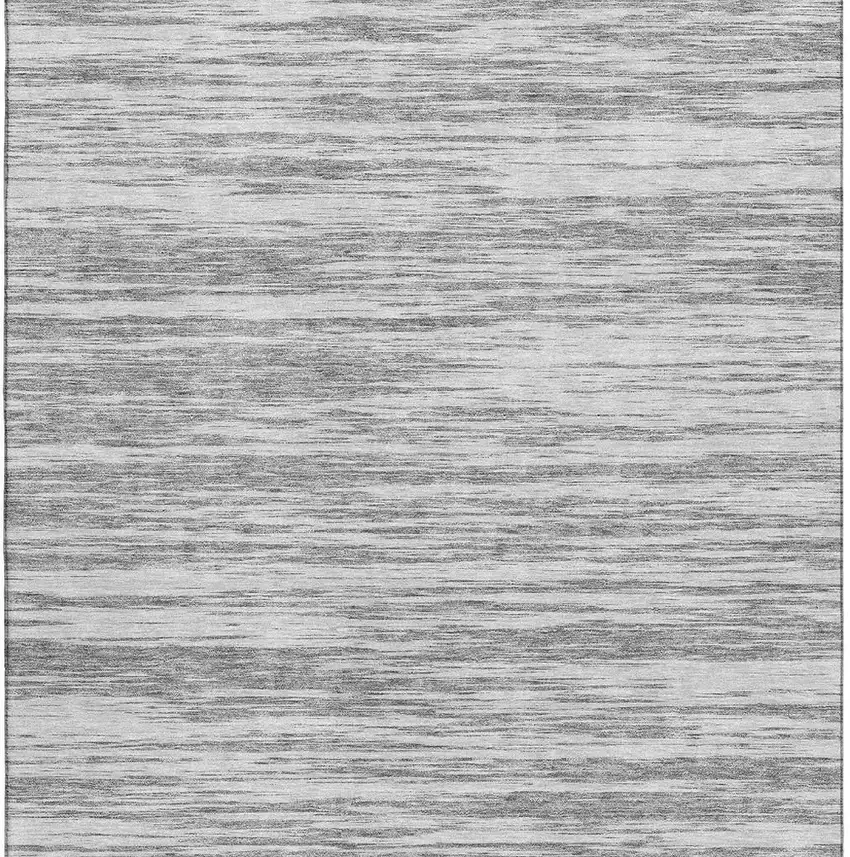 Gray And Silver Striped Washable Area Rug With UV Protection Photo 3