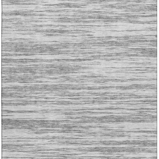 Gray And Silver Striped Washable Area Rug With UV Protection Photo 3