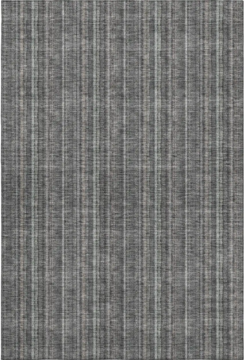 Gray And Silver Striped Washable Area Rug With UV Protection Photo 1