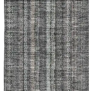 Photo of Gray And Silver Striped Washable Area Rug With UV Protection